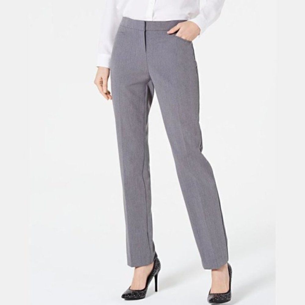 NWT Alfani Modern Straight Leg Papper Grey Pants Size 16